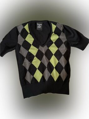 Polo Jeans Co. Argyle V-Neck Sweater Vest - Black & Olive